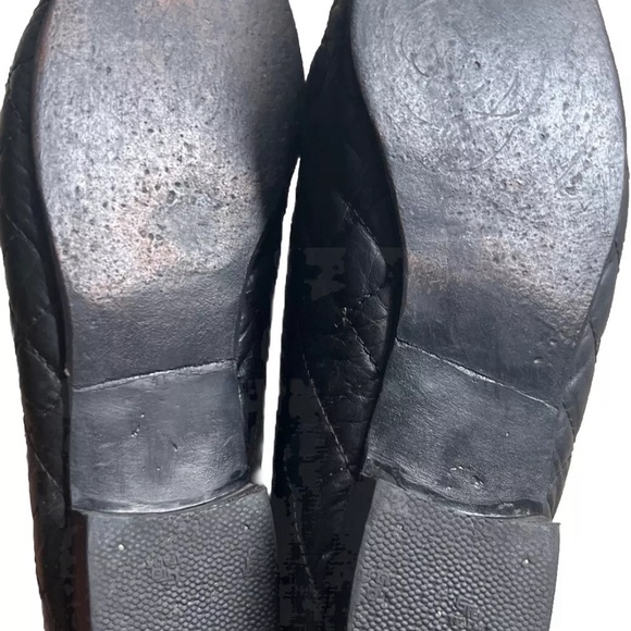 Chanel ballet flats 9.5 VGUC Quilted Leather Bow Tie Double CC Logo Black - Picture 4 of 13